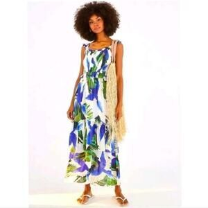 Farm Rio Blue Wind Maxi Dress – S – Great Pre-Owned – Summer / Vacation
